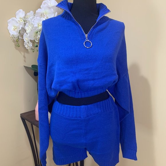 Royal Blue Knitted Short Set - Picture 2 of 2